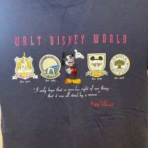 Walt Disney World Men S Five Parks Mickey Embroidered Dark Blue T-Shirt Vintage